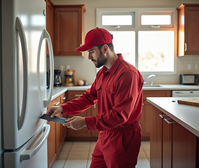 تعویض لاستیک درب یخچال بلومبرگ توسط تعمیرکار