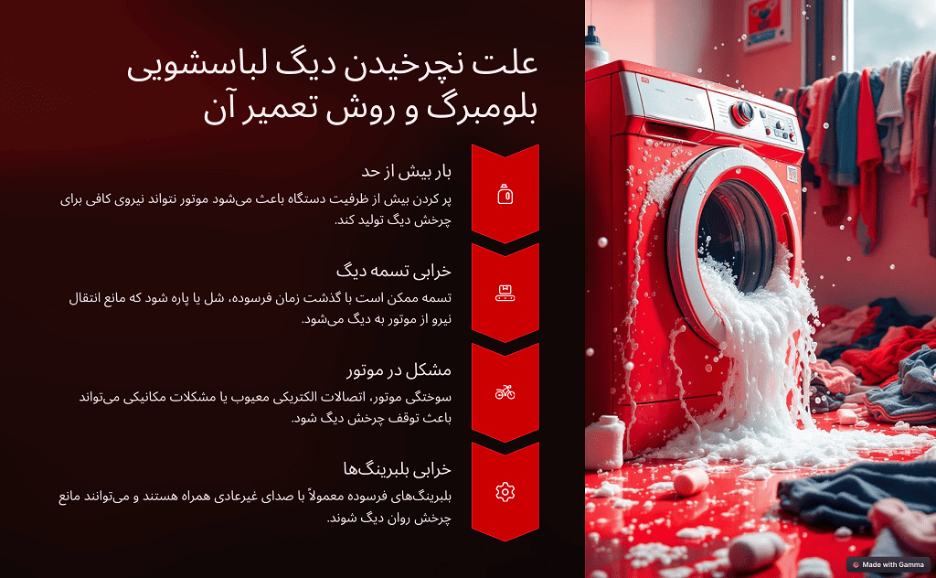 اینفوگرافی علت نچرخیدن لباسشویی بلومبرگ