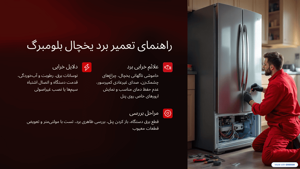 اینفوگرافیک تعمیر برد یخچال بلومبرگ